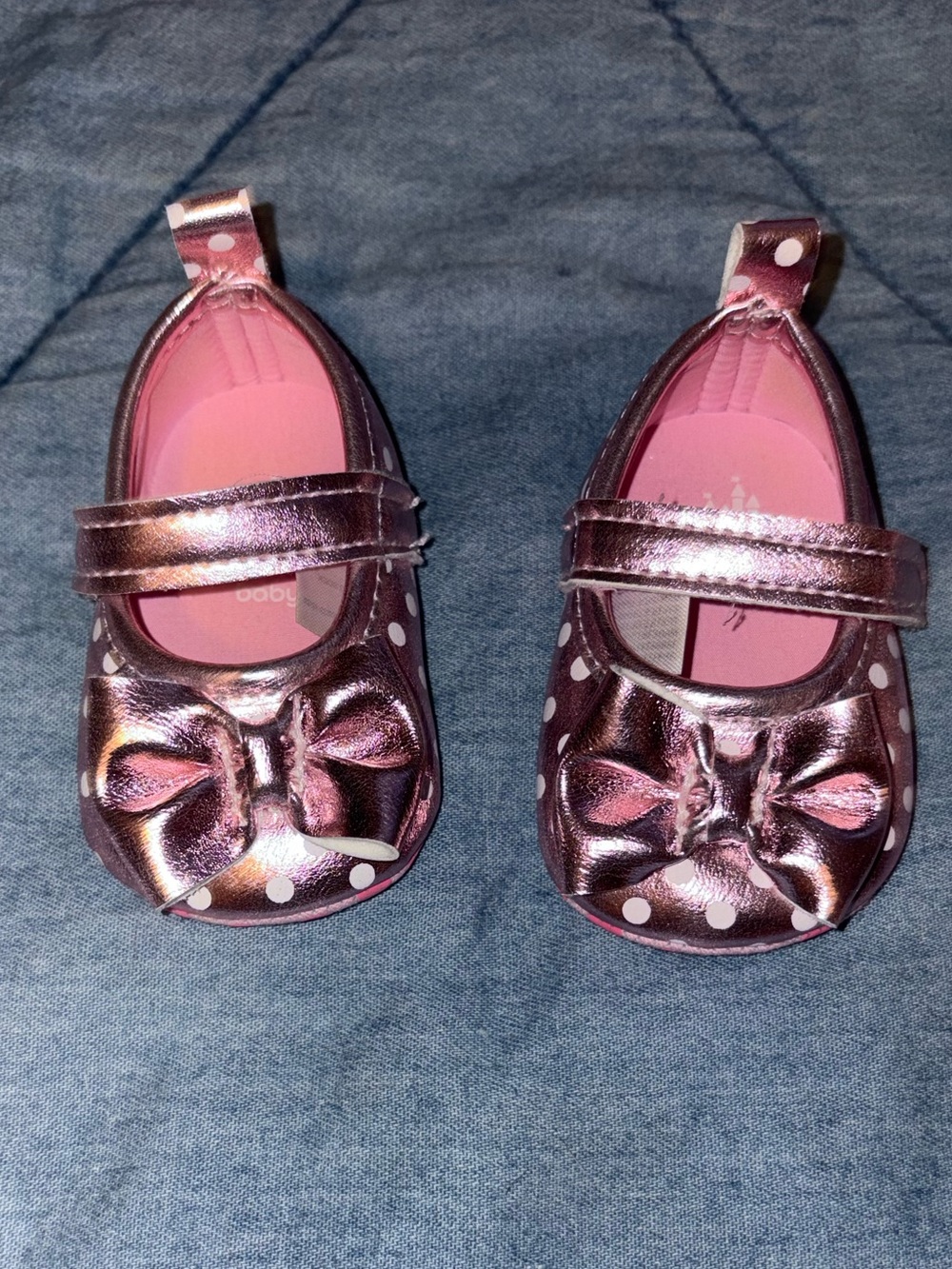 Baby Girls Metallic Pink Mary Jane Shoes with Bow